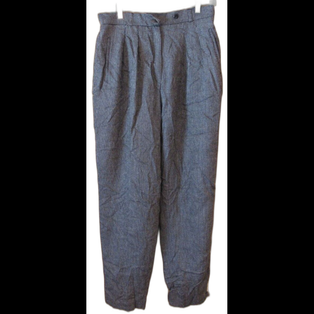 Liz Claiborne Collection Pleated Tapered Black & White Wool/Silk Pants Size 14